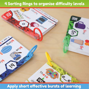 Phonics Flash Cards - Learn to Read in 20 Stages - Digraphs CVC Blends Long Vowel Sounds