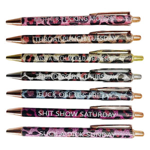 Swear Word Daily ballpoint Pen Set(7cs* Funny black ink Pens )