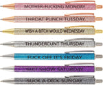 Swear Word Daily ballpoint Pen Set(7cs* Funny black ink Pens )