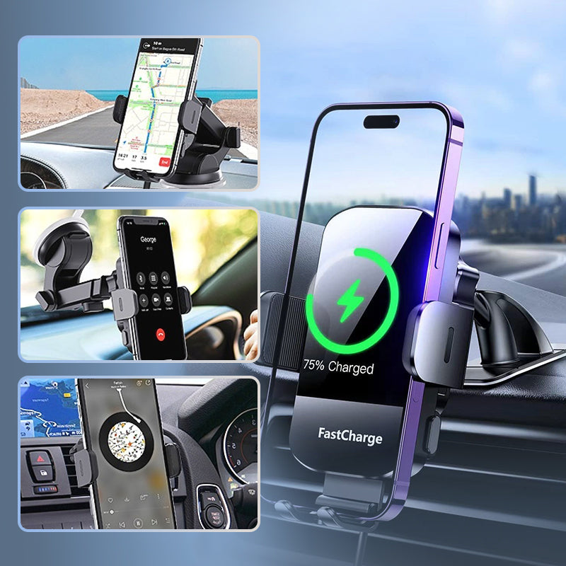 Car mobile phone holder with wireless charger