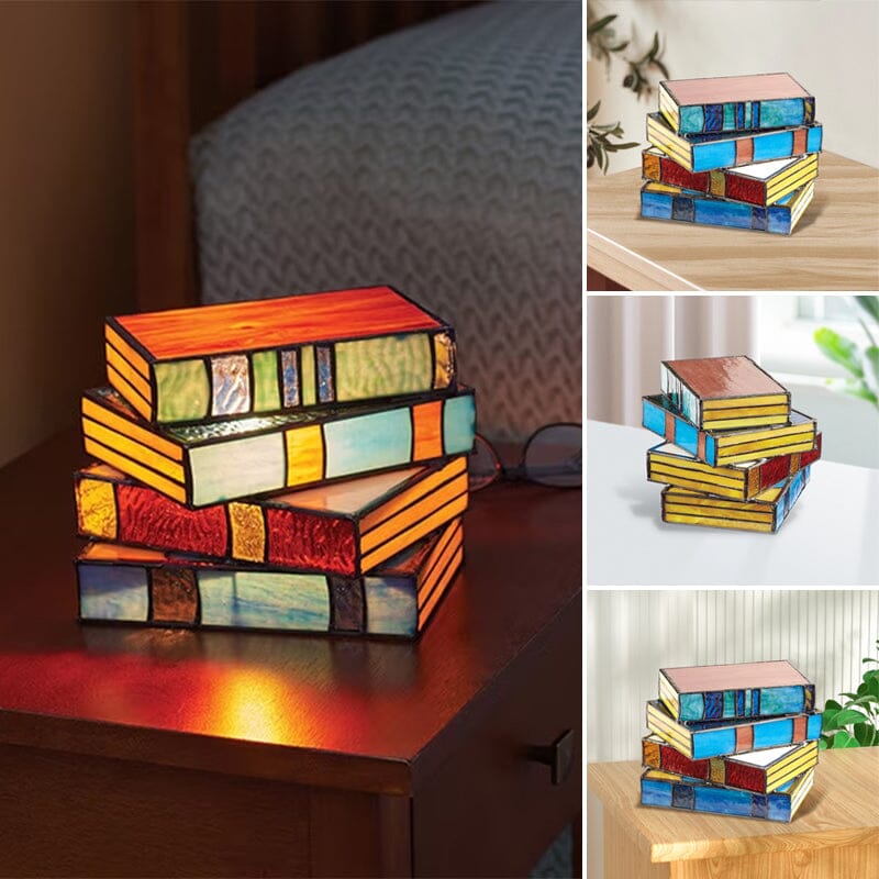 Stained Glass Stacked Books Lamp