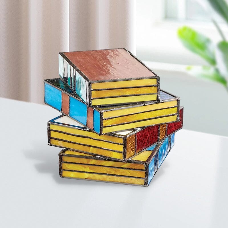 Stained Glass Stacked Books Lamp