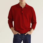 Men's Casual Loose Lapel Long Sleeve Polo Shirt