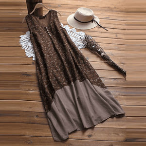 New Sexy Round-Neck Bohemian Sleeveless Print Dress