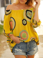 Yellow Casual Patchwork Shirts & Tops