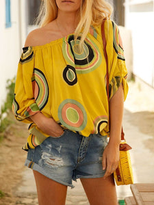 Yellow Casual Patchwork Shirts & Tops