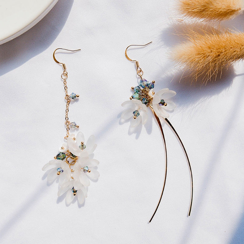 Asymmetric Flower Drop Earrings