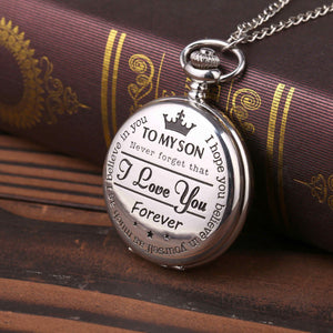 To My Son Quartz Pocket Chain Watch