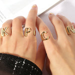 Women's adjustable letter ring