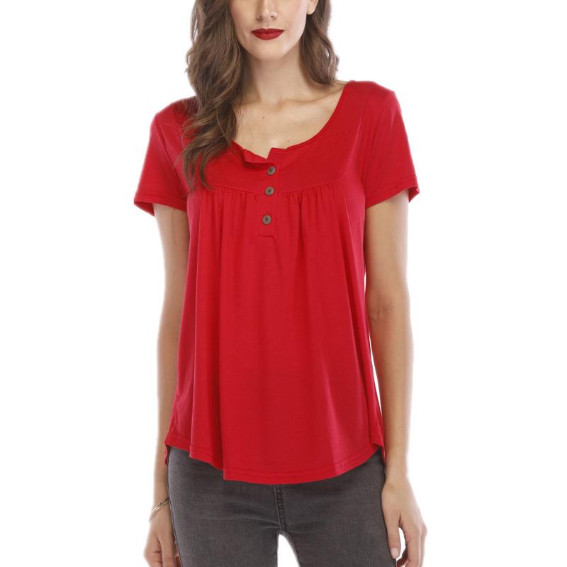 Casual Short Sleeve Button Top for Women