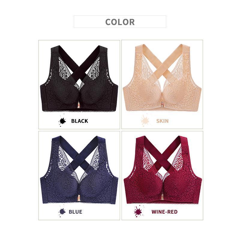 Wireless Front Closure Criss Cross Straps Lace Bras