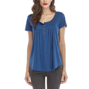 Casual Short Sleeve Button Top for Women