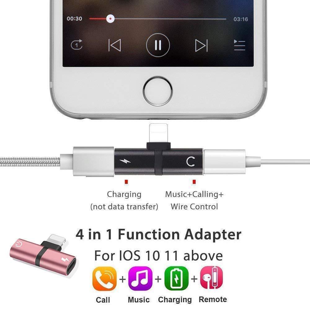 4 in 1 Earphone Lightning Adapter for iPhone ( 2PCS )