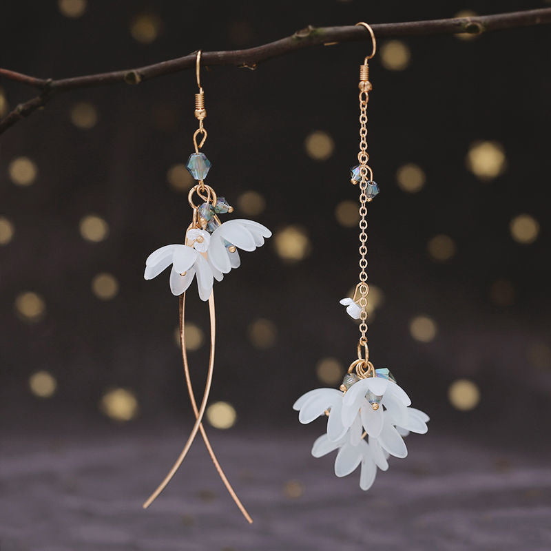 Asymmetric Flower Drop Earrings