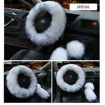 Solid Colour Warm Fluffy Wool Car Set