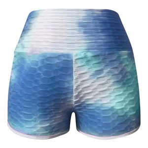 Tie Dye Print High Waist Yoga Shorts