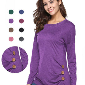 Women's Casual Long Sleeve Round Neck Shirt