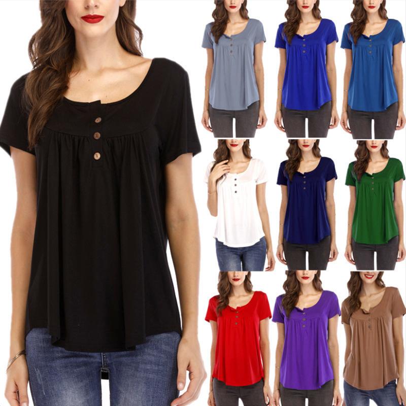 Casual Short Sleeve Button Top for Women