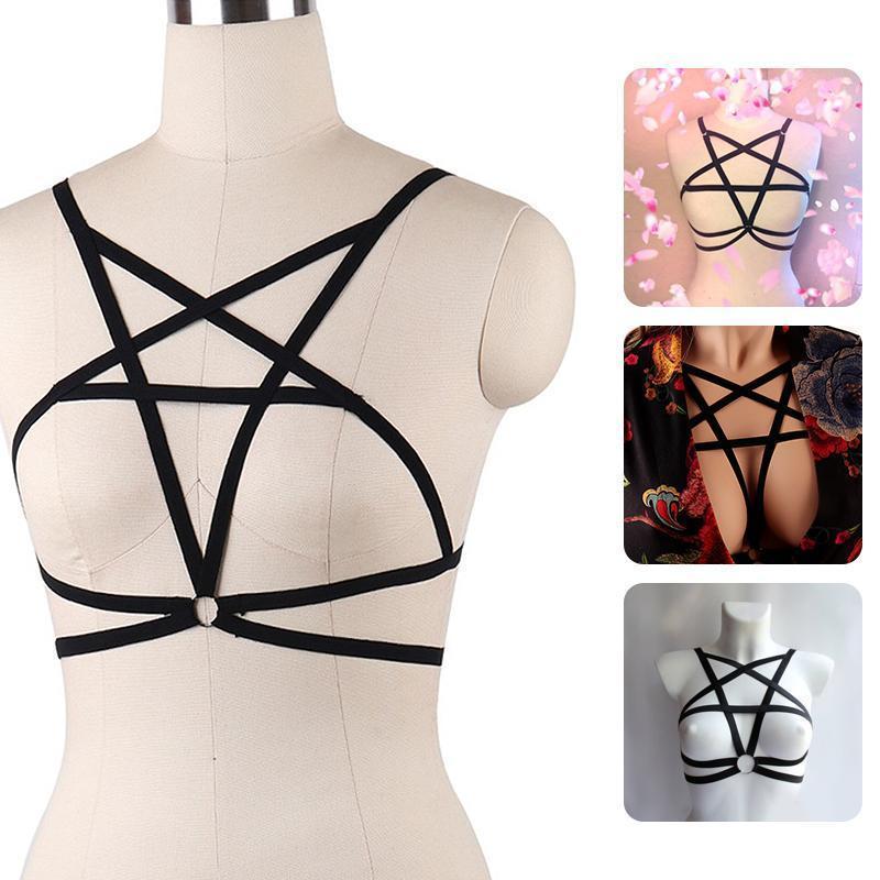 Women Sexy Five-Pointed Star Shape Elastic Cage Bra Cupless Bra Bustier