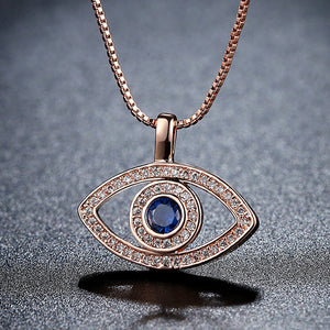 Evil Eye Crystal Silver Plated Necklace