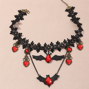 Halloween Gothic Jewelry Bat Earring and Necklace