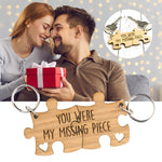 You Were My Missing Piece - Engraved Wooden Jigsaw Puzzle Keyring Set