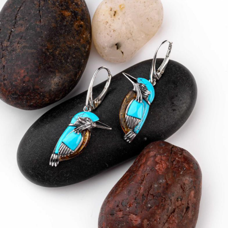 Vintage Turquoise Bird Earrings