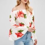 Flare Sleeve Off Shoulder Floral Blouse