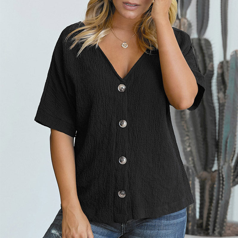 V-neck Short sleeve Loose Shirts