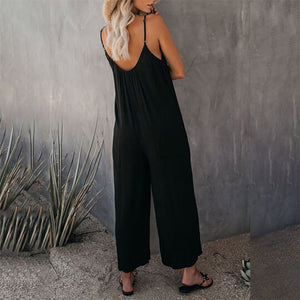 Loose Sleeveless Strap Stretchy Jumpsuit