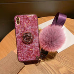 Hair Ball Airbag Bracket Holder Diamond iPhone Case