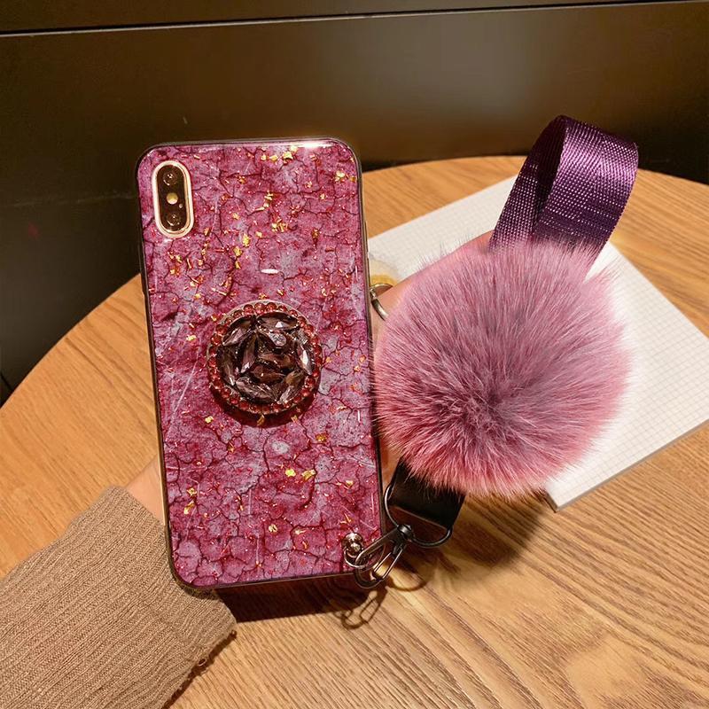 Hair Ball Airbag Bracket Holder Diamond iPhone Case