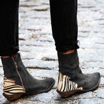 Casual Pointed Toe Zebra-Striped Boots