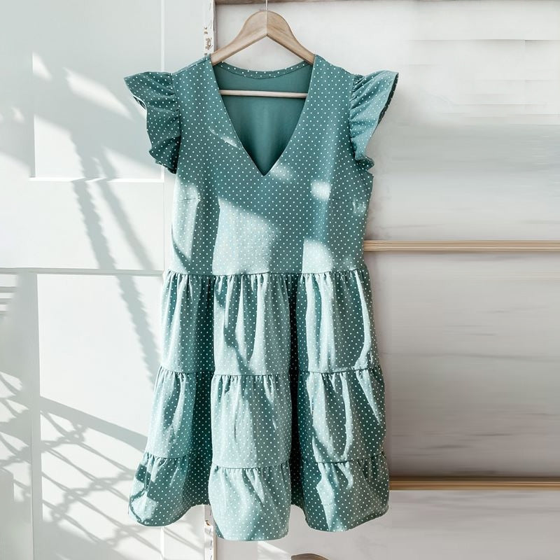 V-neck Ruffled Dress