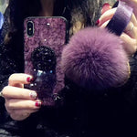 Hair Ball Airbag Bracket Holder Diamond iPhone Case