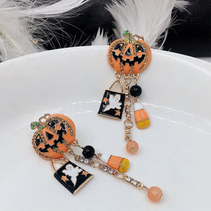 Pumpkin Ghost Creative Halloween Tassel Earrings