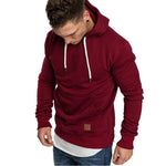 Loose Plain Lace Up Pullover Men's Hoodie with Pocket