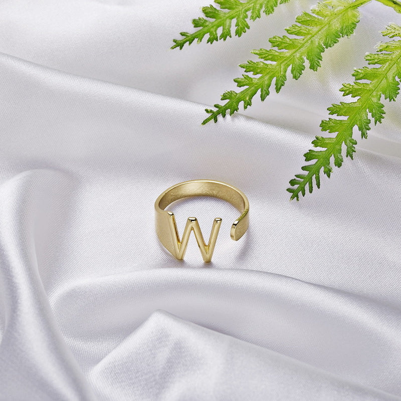 Women's adjustable letter ring