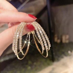 Shiny Diamond Hoop Earrings