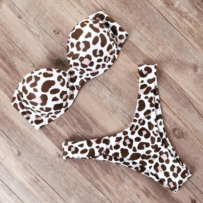 Leopard bikini set push up swimsuit female summer