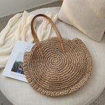 Hand Woven Round Ladies Bohemian Summer Straw Beach Bag