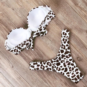 Leopard bikini set push up swimsuit female summer