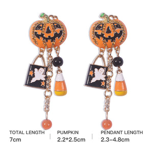 Pumpkin Ghost Creative Halloween Tassel Earrings