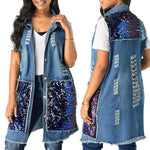 Womens Casual Vintage Sleeveless Denim Jean Vest Jacket