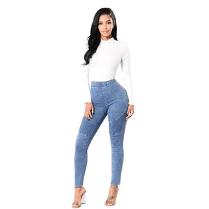 Elastic High Waist Slim Fit Jeans