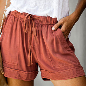 Women Casual Lace-up Loose Shorts