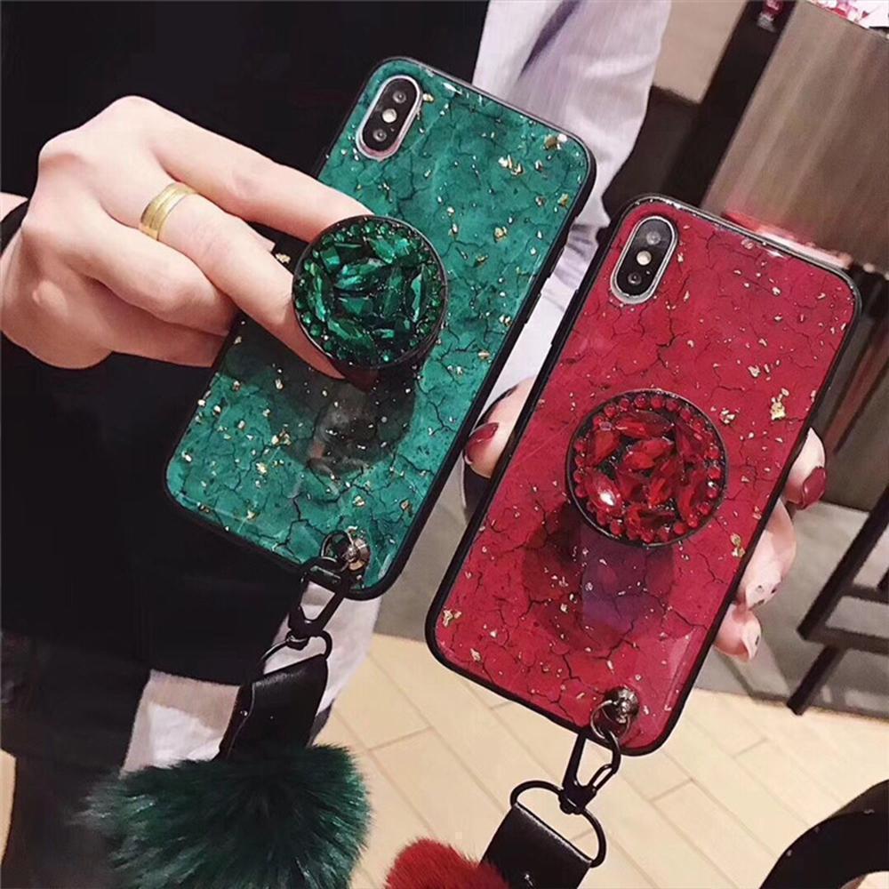 Hair Ball Airbag Bracket Holder Diamond iPhone Case