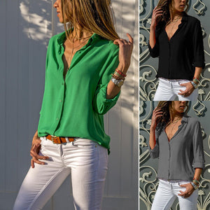 Ladies Casual Chiffon Solid T-Shirt