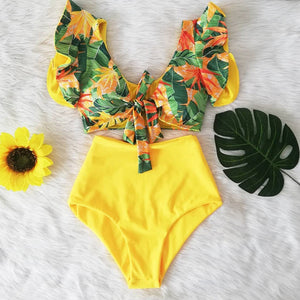 Ruffled bikini split swimsuit