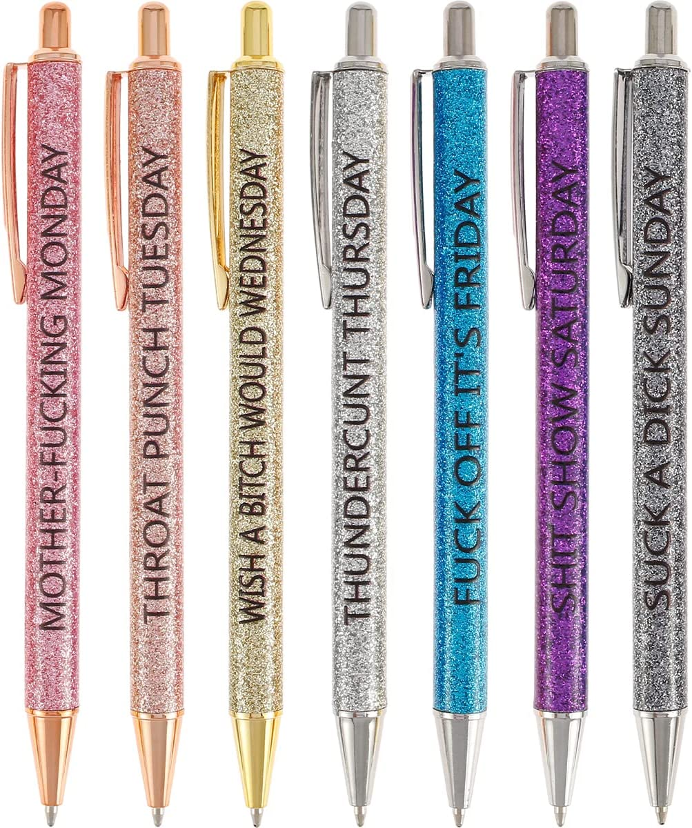 Swear Word Daily ballpoint Pen Set(7cs* Funny black ink Pens )